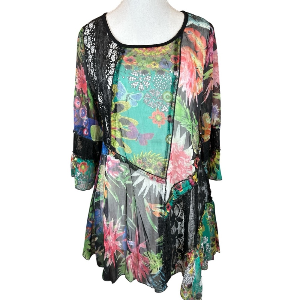 Adore Floral and Lace Blouse NWOT - Picture 7 of 7